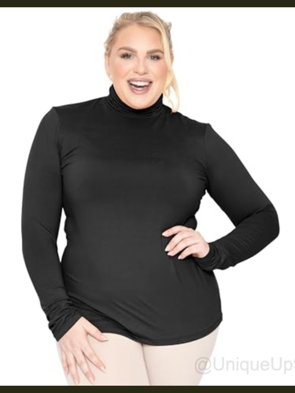 Women's Plus Size Turtleneck Top Long Sleeve Stretch Layering Shirt
